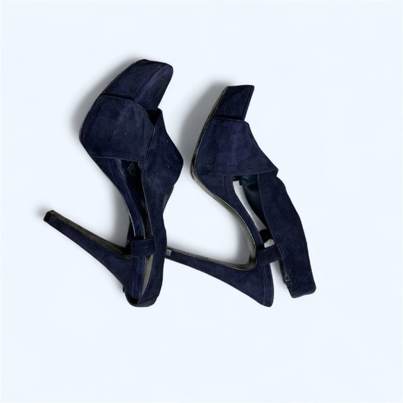 Diane Von Furstenberg navy suede sling back heel 8 1/2 - Picture 3 of 4
